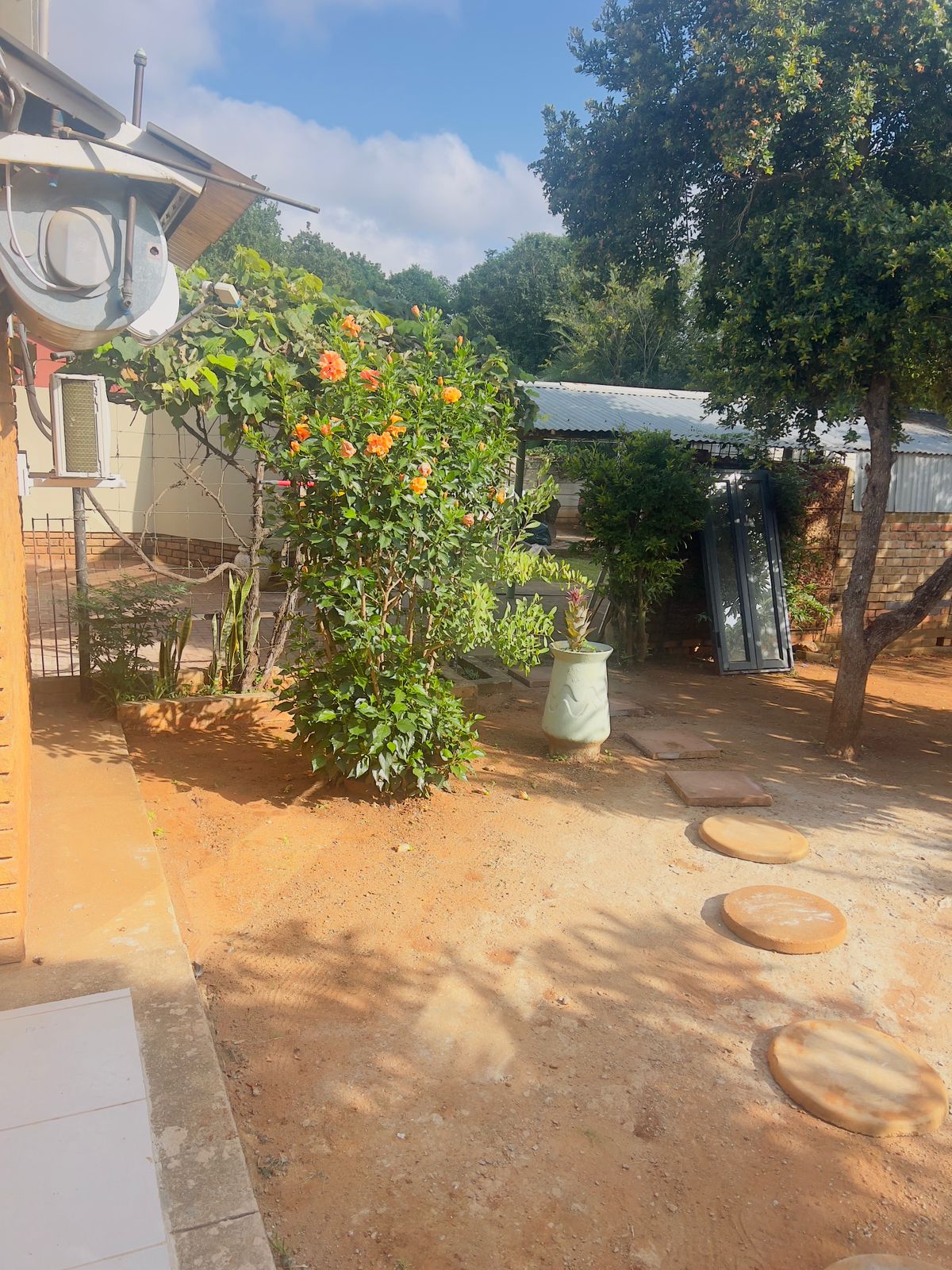 Lush gardens at the guesthouse